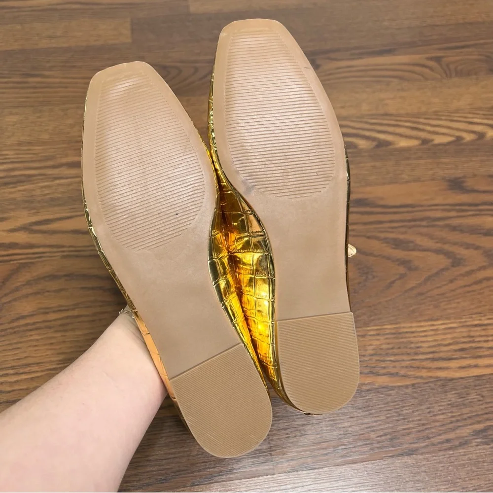 LOFT Gold Metallic Mary Jane Strap Ballet Flats size 7